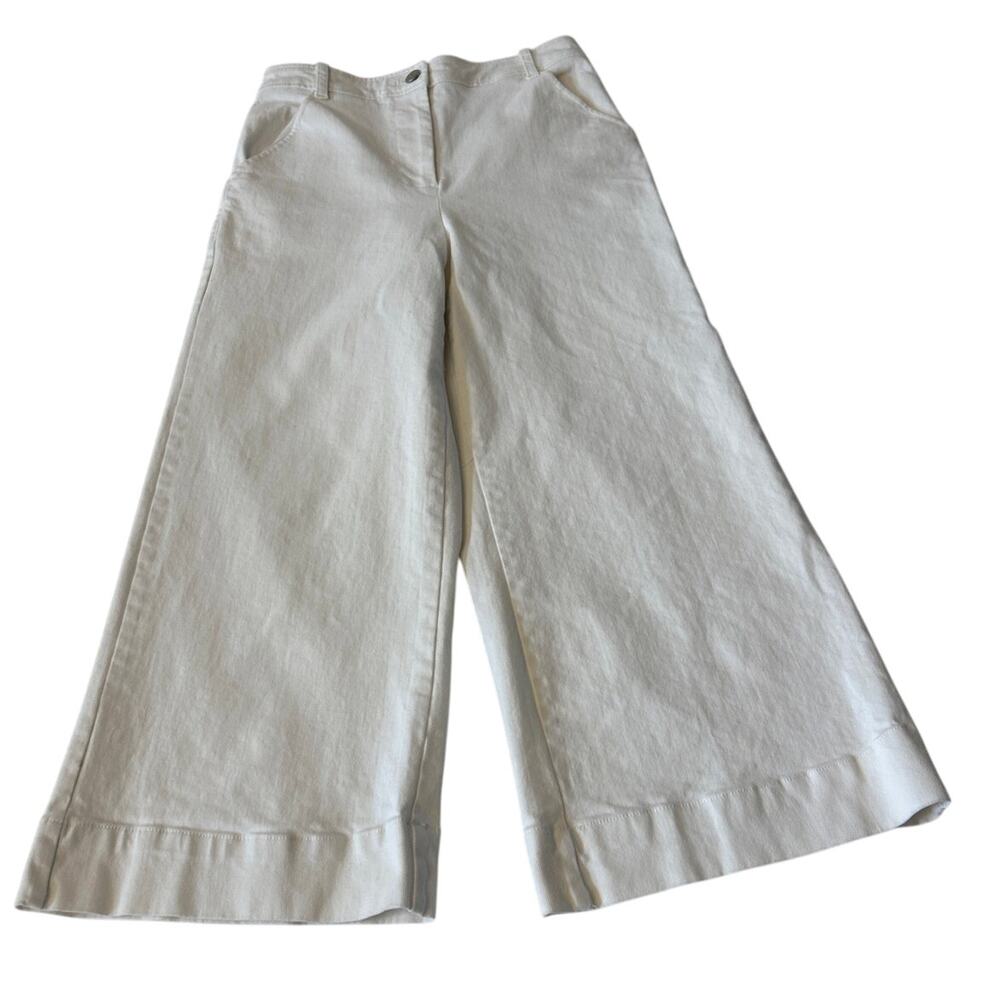 Chelsea & Violet Jeans Women's White High Waisted Wide Leg Cropped Size 28